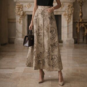 Rare 🔥 wool vintage maxi flare corset seaming quiet luxury skirt